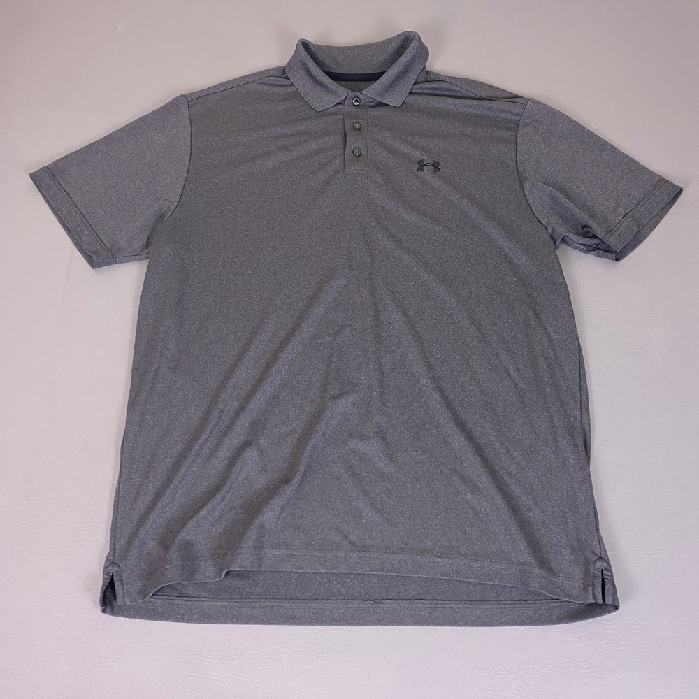 Under Armour Golf Polo Shirt Men's Size XL Gray HeatGear Loose Fit Short Sleeve‎